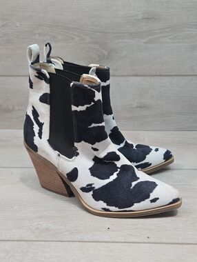 Barn Babe Women Western Cow Print Ankle Boots Boho Chelsea Boots Shoes Sz 7